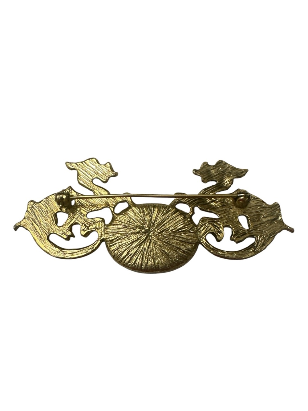 Vintage-Inspired Dragon Brooch with Amber Cabochon - Picture 2 of 5
